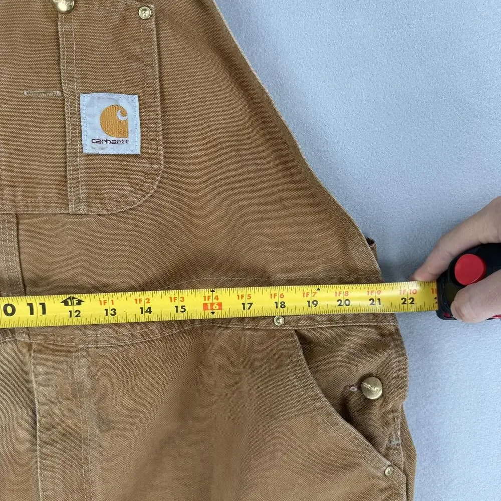 Carhartt Overalls Mens 42x28 Brown Duck Canvas Bib Workwear Carpenter Grunge - Picture 4 of 9